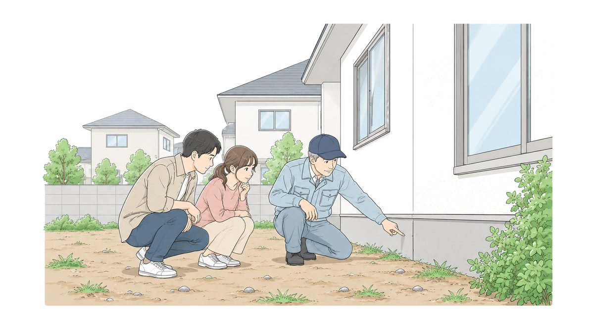 購入前に、建物の外回りを一緒に確認