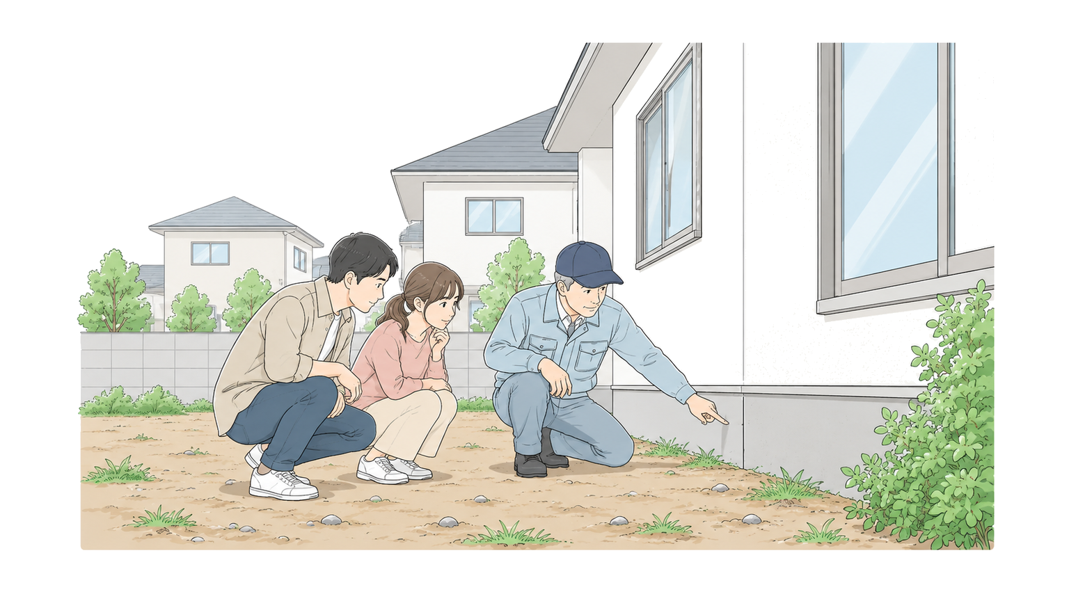 購入前に、建物の外回りを一緒に確認