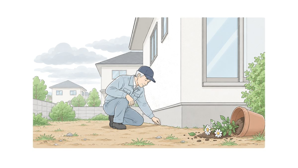 地震のあとは、外回りの様子も確認
