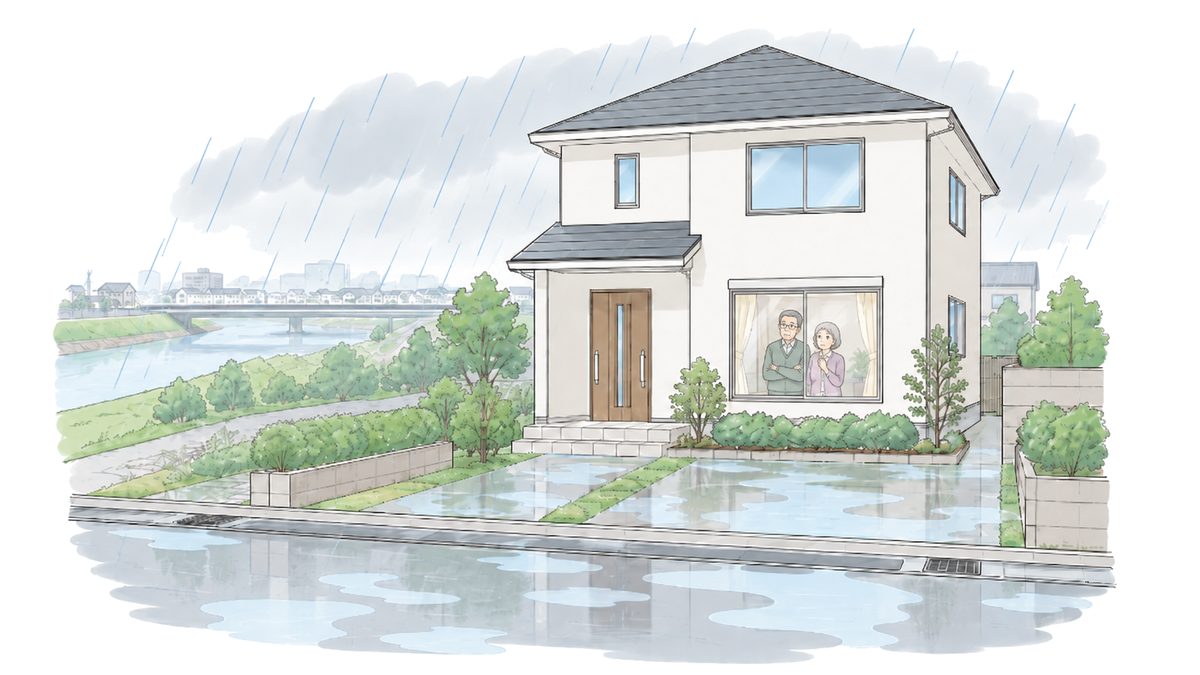 低い土地・川の近くの家は、大雨のたびに水が溜まりやすい
